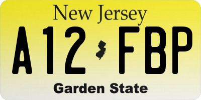 NJ license plate A12FBP