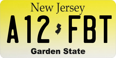 NJ license plate A12FBT