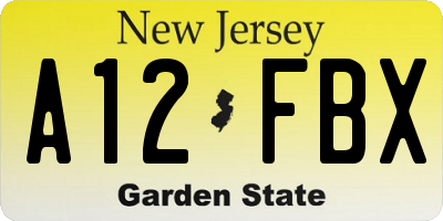 NJ license plate A12FBX