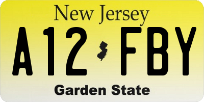 NJ license plate A12FBY