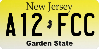 NJ license plate A12FCC