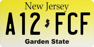 NJ license plate A12FCF