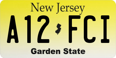 NJ license plate A12FCI
