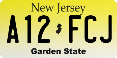 NJ license plate A12FCJ