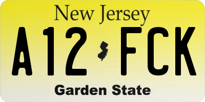 NJ license plate A12FCK
