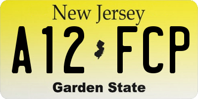NJ license plate A12FCP