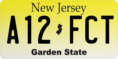 NJ license plate A12FCT