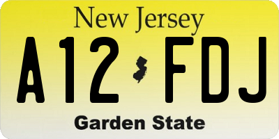 NJ license plate A12FDJ