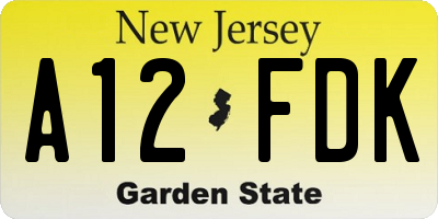 NJ license plate A12FDK