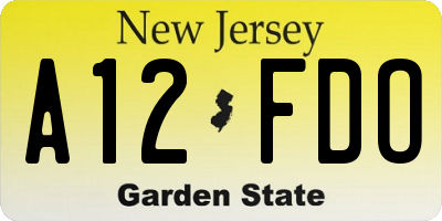 NJ license plate A12FDO