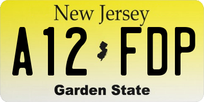 NJ license plate A12FDP