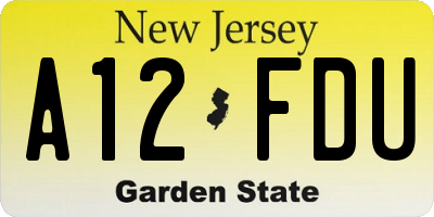 NJ license plate A12FDU