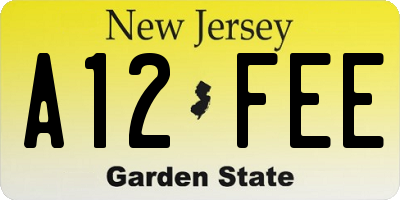 NJ license plate A12FEE