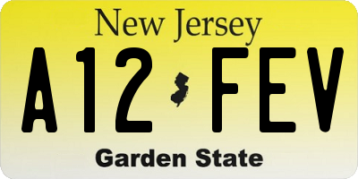 NJ license plate A12FEV