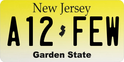NJ license plate A12FEW