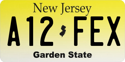 NJ license plate A12FEX