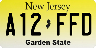 NJ license plate A12FFD
