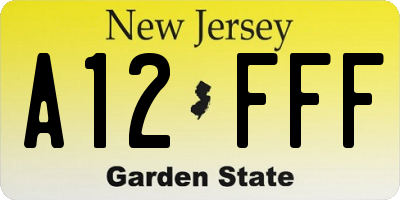 NJ license plate A12FFF