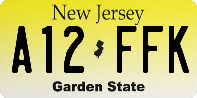 NJ license plate A12FFK