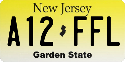 NJ license plate A12FFL