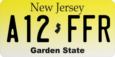 NJ license plate A12FFR