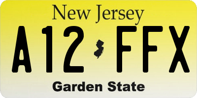 NJ license plate A12FFX