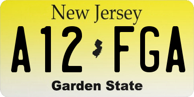 NJ license plate A12FGA