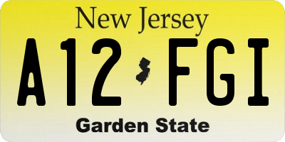 NJ license plate A12FGI