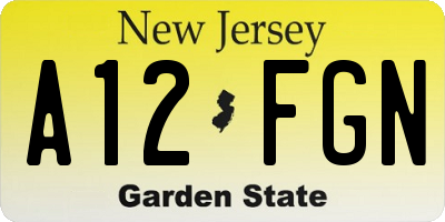 NJ license plate A12FGN