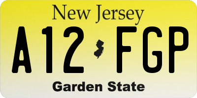 NJ license plate A12FGP