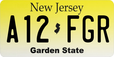 NJ license plate A12FGR