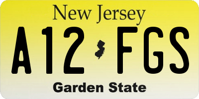 NJ license plate A12FGS