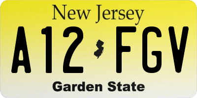 NJ license plate A12FGV