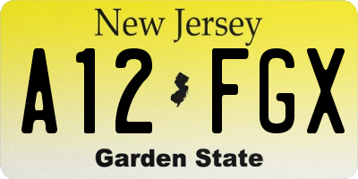 NJ license plate A12FGX
