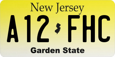 NJ license plate A12FHC