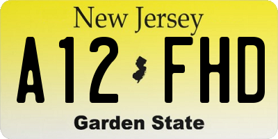 NJ license plate A12FHD