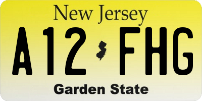 NJ license plate A12FHG