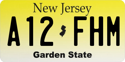 NJ license plate A12FHM