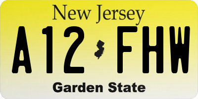NJ license plate A12FHW
