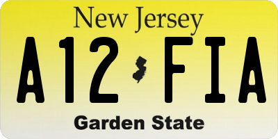 NJ license plate A12FIA