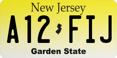 NJ license plate A12FIJ
