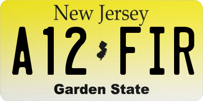 NJ license plate A12FIR