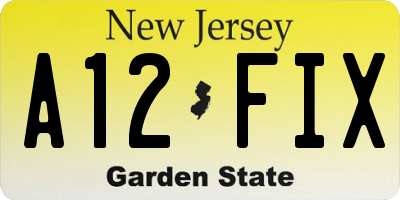 NJ license plate A12FIX