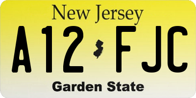 NJ license plate A12FJC