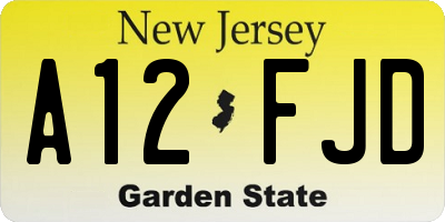 NJ license plate A12FJD