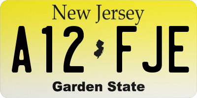 NJ license plate A12FJE
