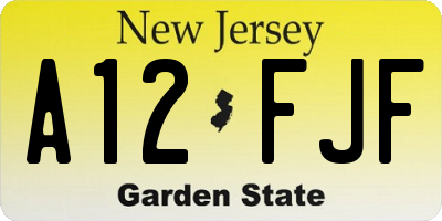 NJ license plate A12FJF