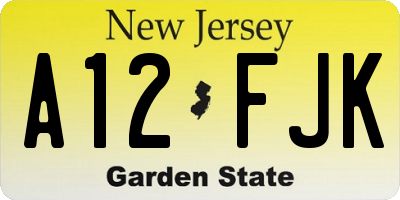 NJ license plate A12FJK