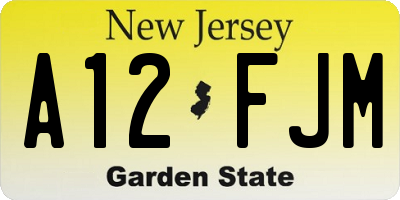 NJ license plate A12FJM