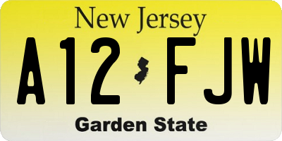 NJ license plate A12FJW